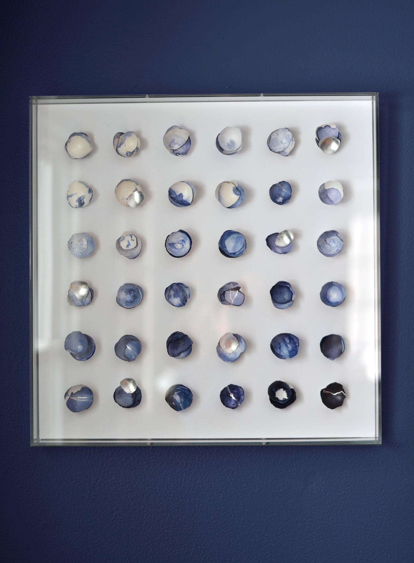 Kintsugi Eggshell Indigo Grid