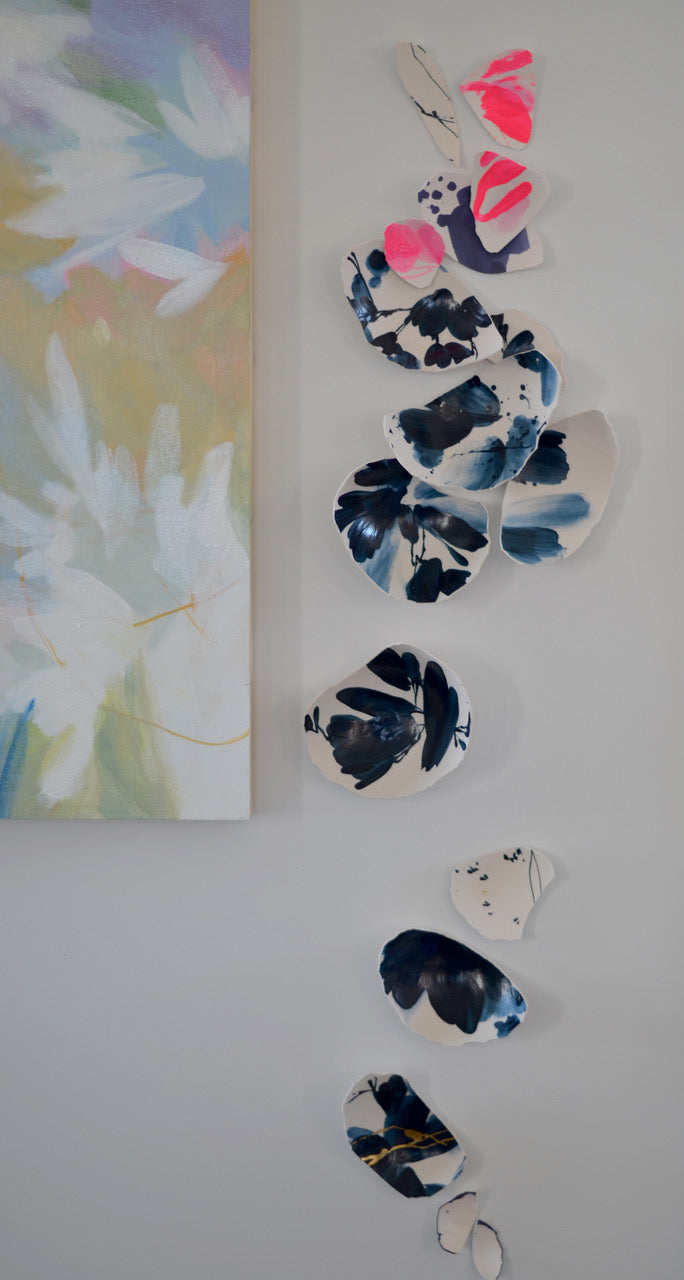 Custom Porcelain Kintsugi Eggshells Wall-Mounted Sculpture
