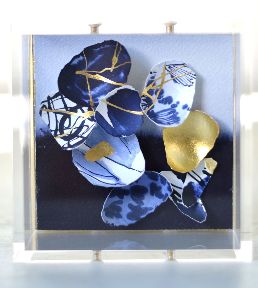 4"x4" Kintsugi Eggshell Mini #315 with gold edges