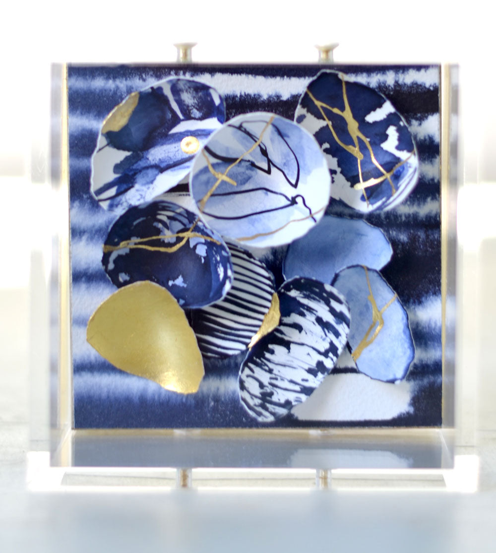 4"x4" Kintsugi Eggshell Mini #320 with gold edges