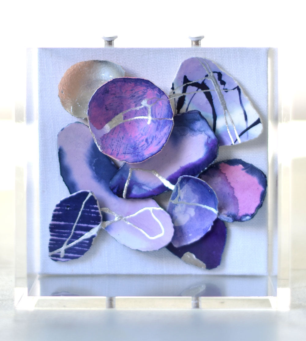 4"x4" Kintsugi Eggshell Mini #323 (silver leaf)