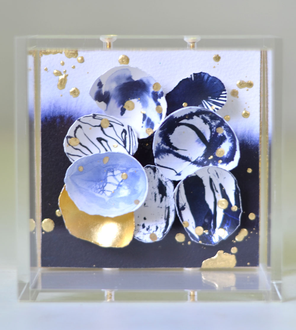 4"x4" Kintsugi Eggshell Mini #328 with gold edges