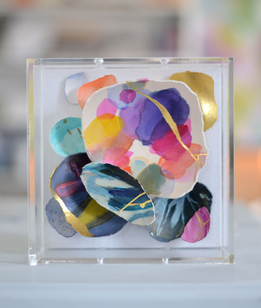 6"x6" Rainbow Kintsugi Eggshells: All the Birds #11