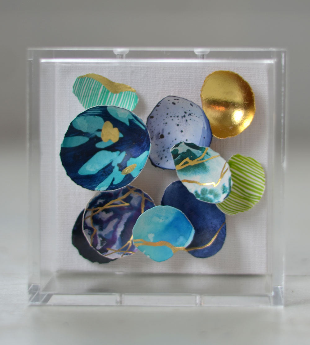 Kintsugi Eggshell Blue + Green +Gold Mini #286