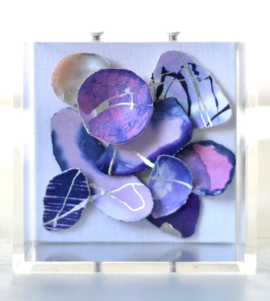 4"x4" Kintsugi Eggshell Mini #323 (silver leaf)